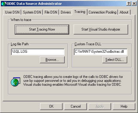 ODBC Tracing
                  Tab